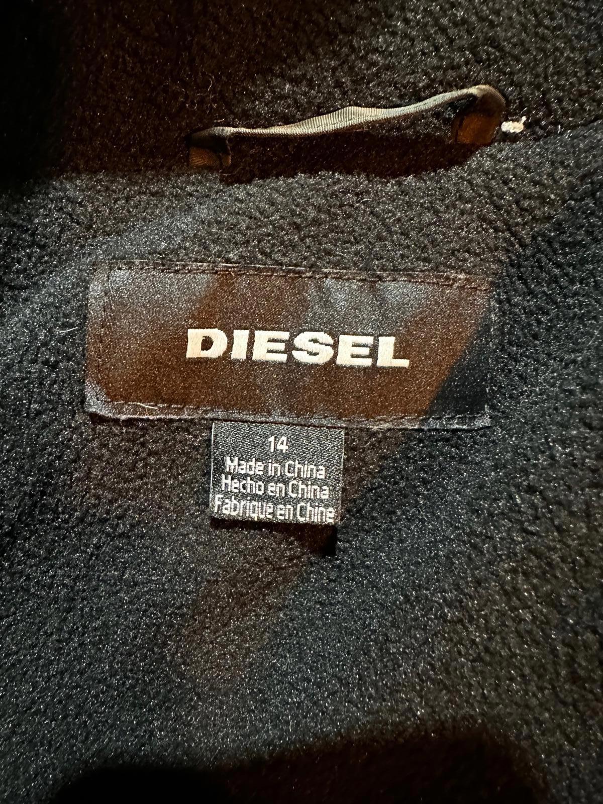 Diesel Women’s Puffer Coat Faux Fur Hood Olive Size 14