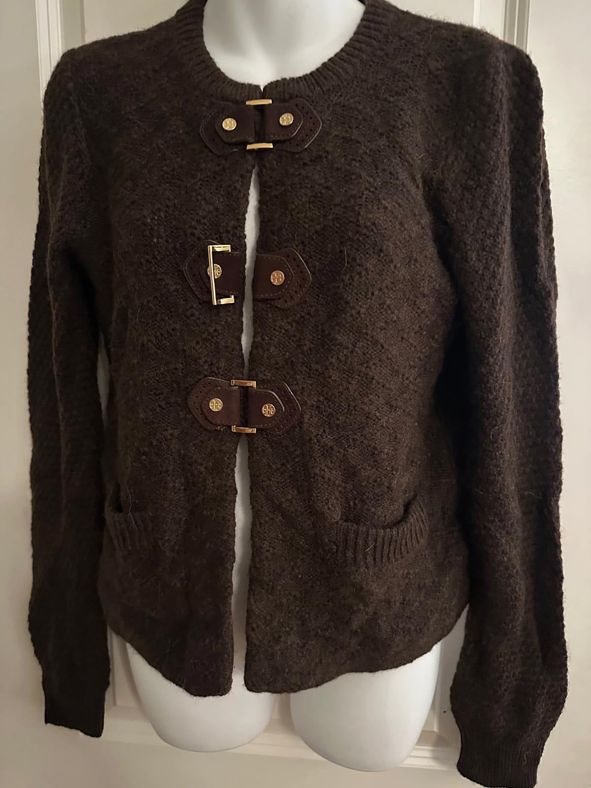 Tory Burch Brown Wool Toggle Cardigan Sweater M