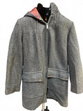 50's Davis of Boston Women’s Gray Wool Coat w/Red FauxFur Lining Mid-Century USA