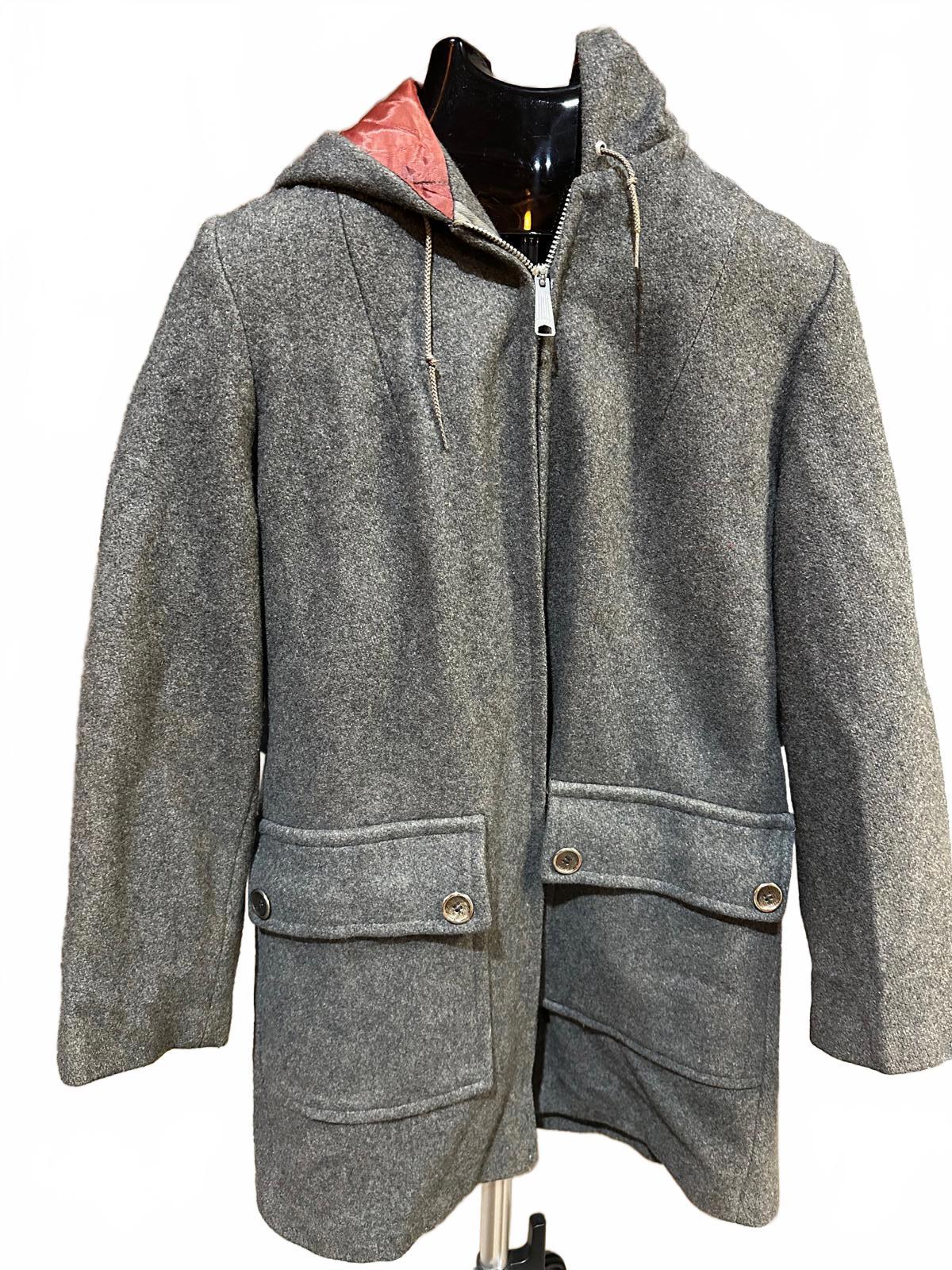 50's Davis of Boston Women’s Gray Wool Coat w/Red FauxFur Lining Mid-Century USA