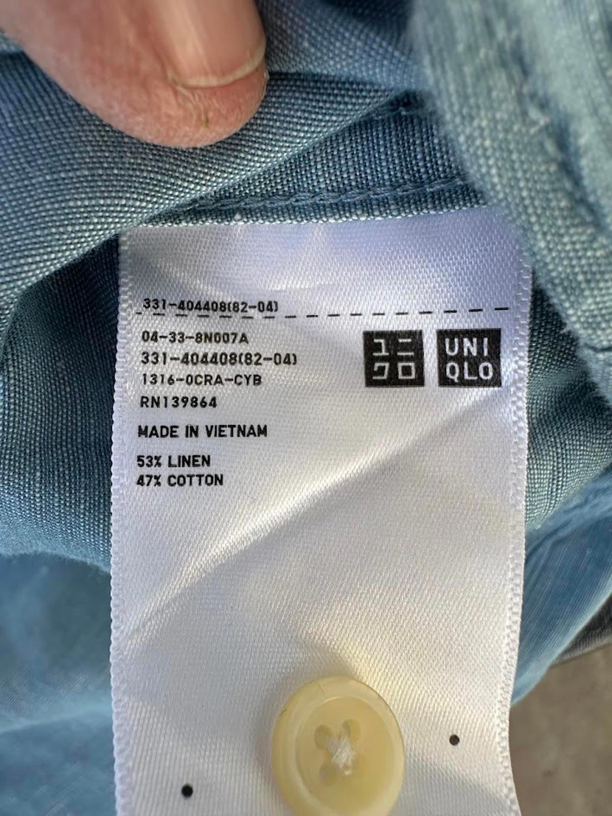 Uniqlo Linen Cotton Blue Short Sleeve Shirt L