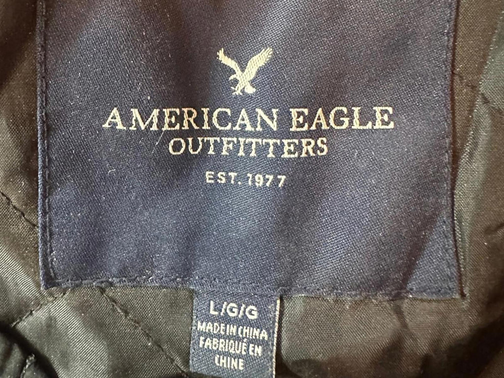 American Eagle Black Bomber Jacket Men L-XL