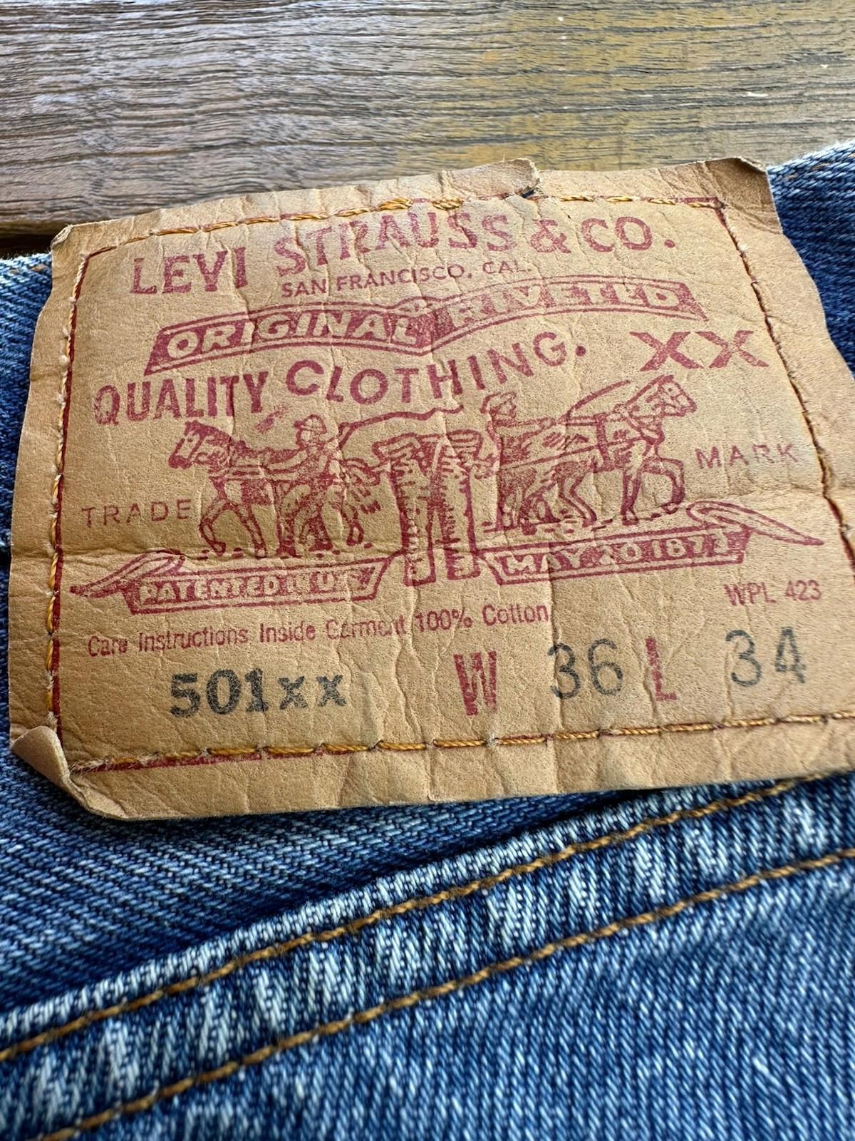 Levi's 501XX Jeans Vintage Made in Mexico Men 36x34 Button Fly Blue Denim WPL423
