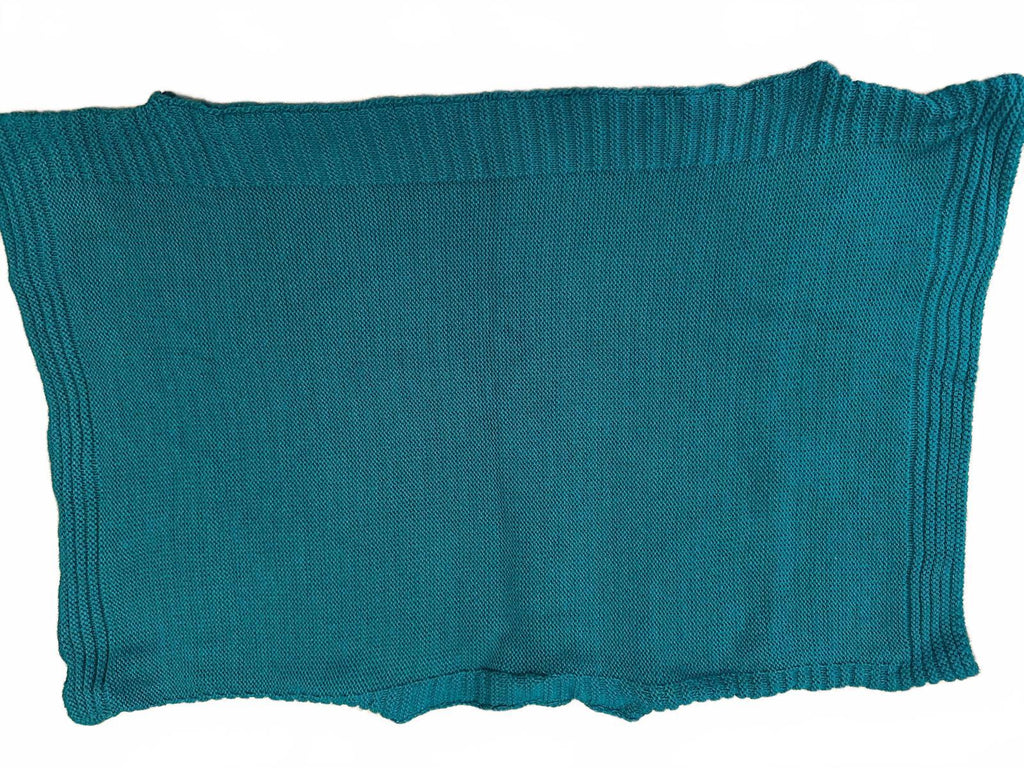 Teal Cable Knit Poncho Sweater Boho Oversized