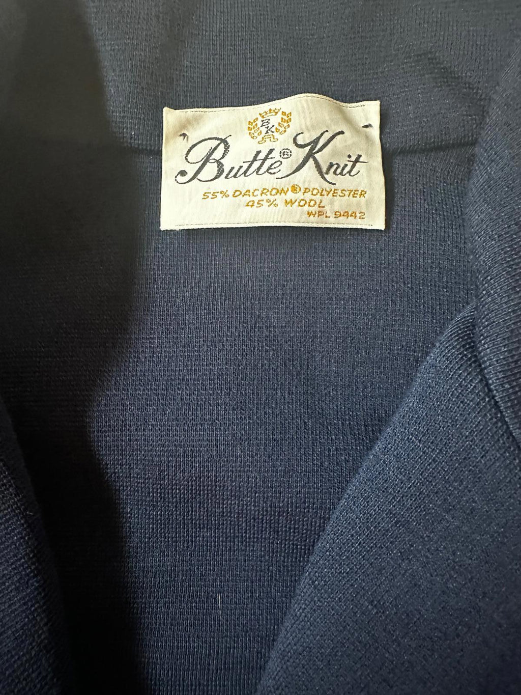 Vintage Butte Knit Navy Belted Jacket Deadstock Size 10