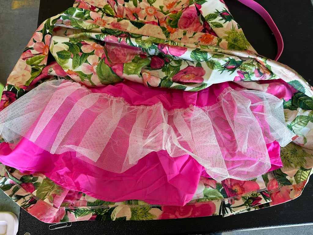 Eliza J Floral Fit & Flare Dress Pink Trim 10P
