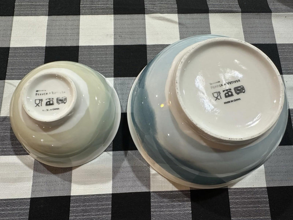 Pepper + Vetiver Nesting Mixing Bowl Set 2pc Pastel Glazed Stoneware