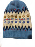 Vintage Nordic Fair Isle Pom Beanie Hat