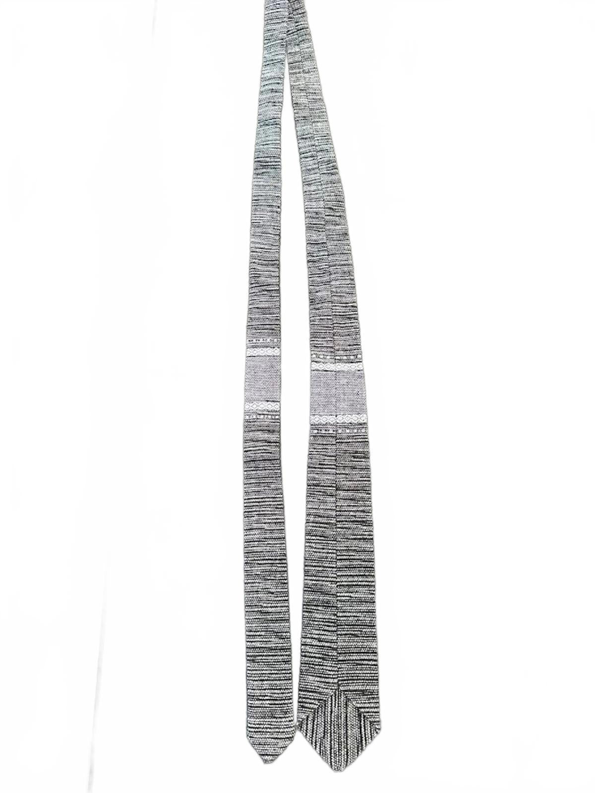 Vintage Black White Llama Knit Tie 56”