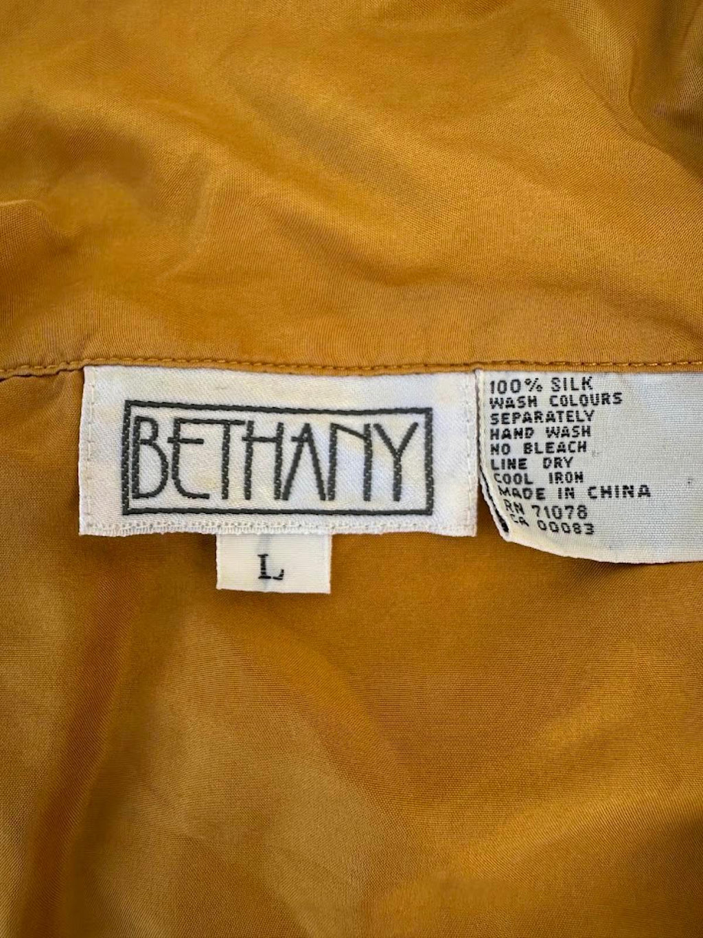 Bethany Mustard Silk Button Front Blouse L