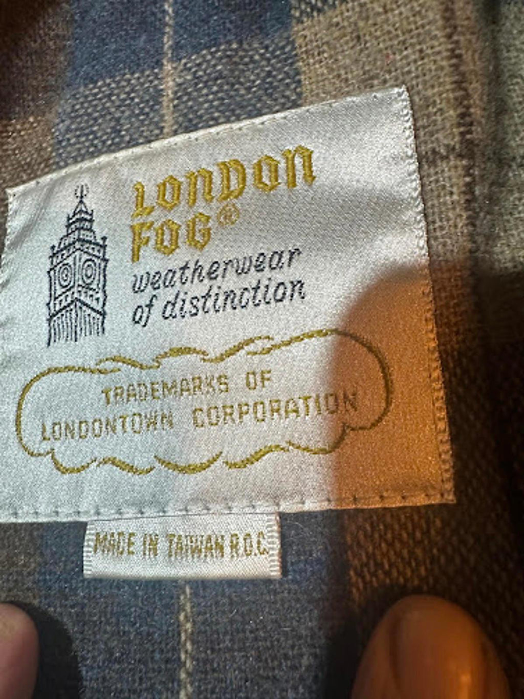 Vintage London Fog Tan Wool Jacket Plaid Lined 44R