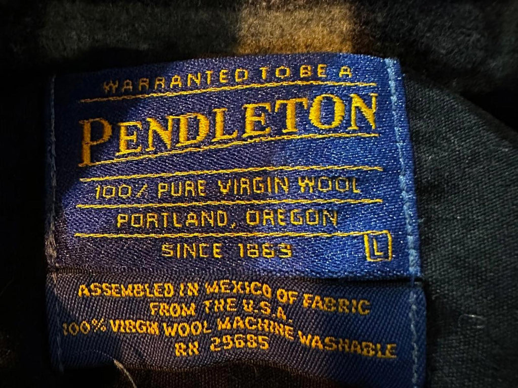 Pendleton Blue Gray Plaid Wool Shirt Jacket L