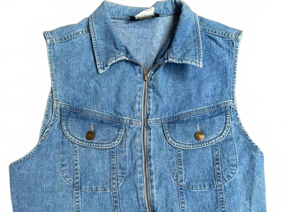Vintage Breeches USA Denim Zip Front Vest Women's M