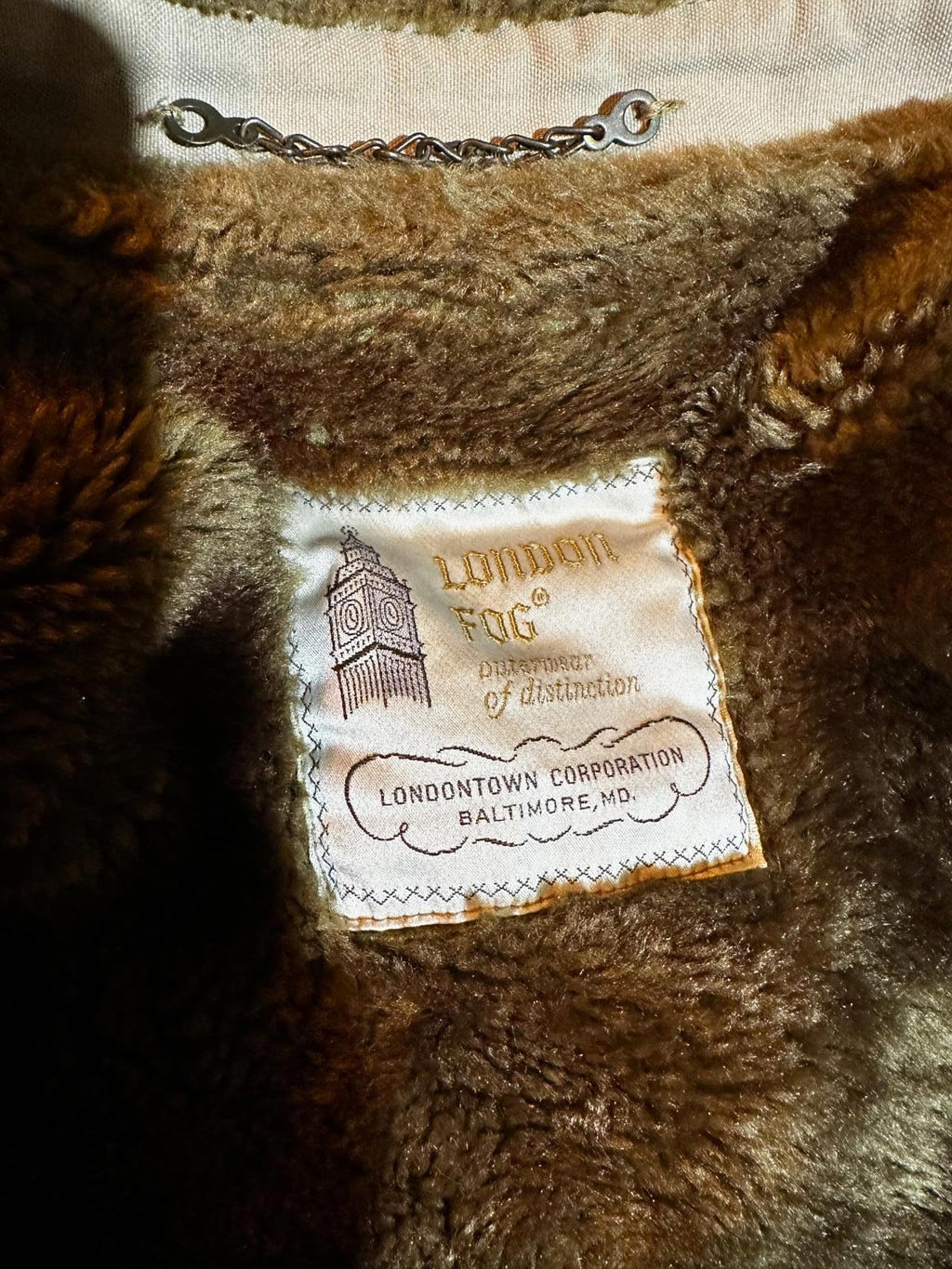 Vintage London Fog Storm Coat Shearling Collar L
