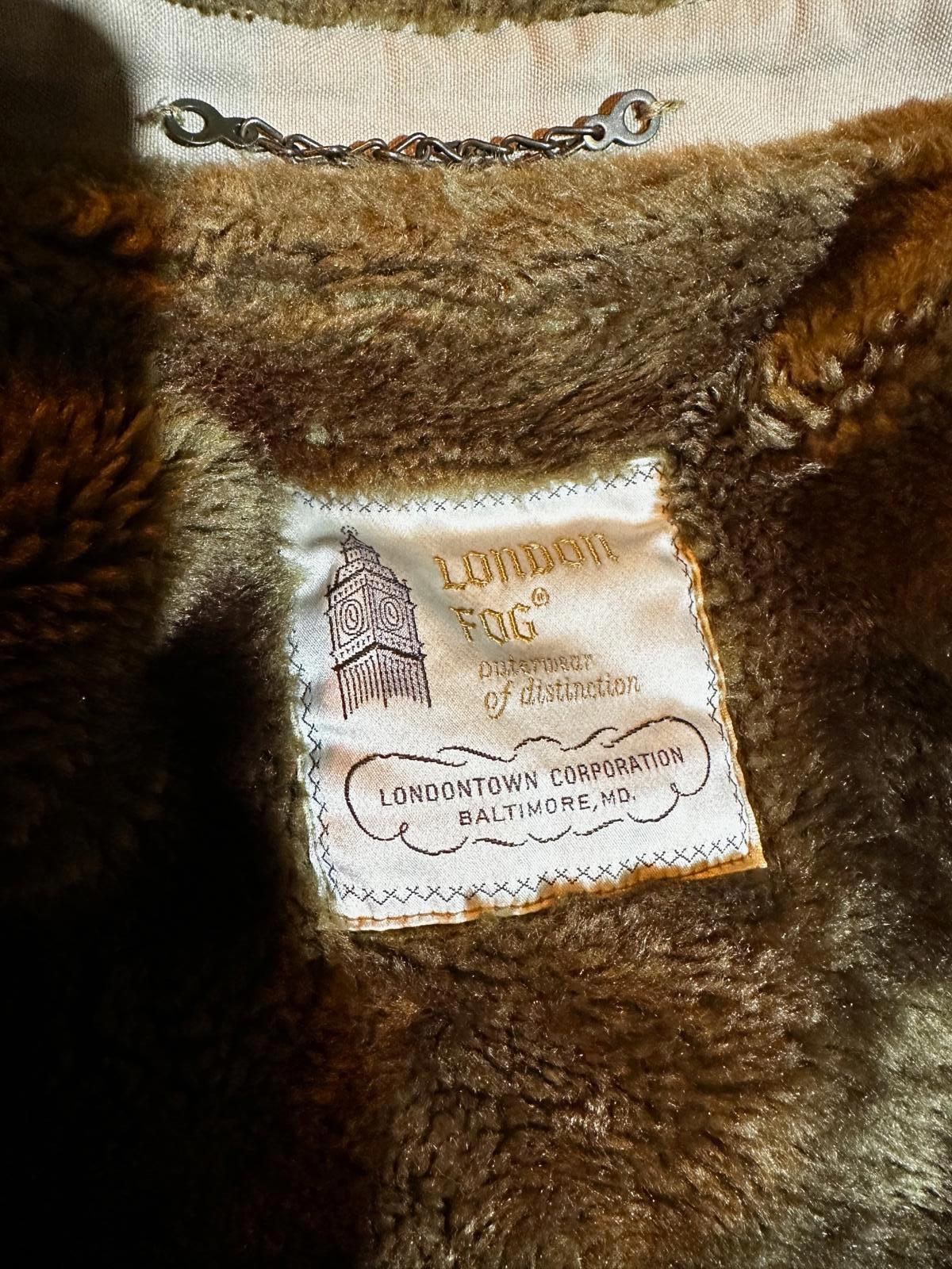 Vintage London Fog Storm Coat Shearling Collar L