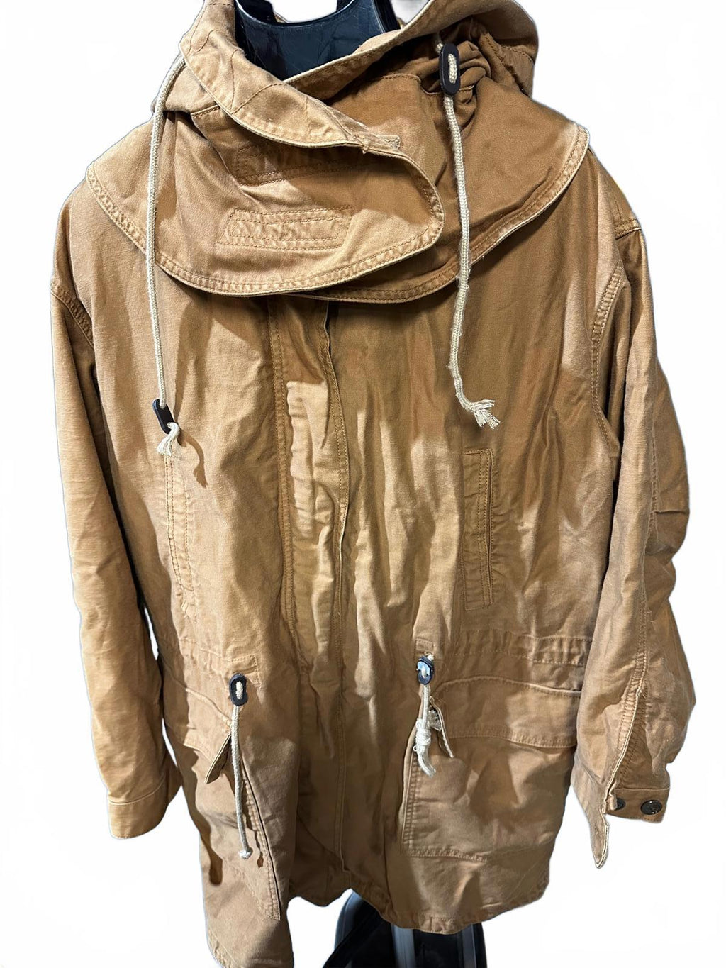 GAP XL Tan Utility Jacket Hooded Cotton Parka