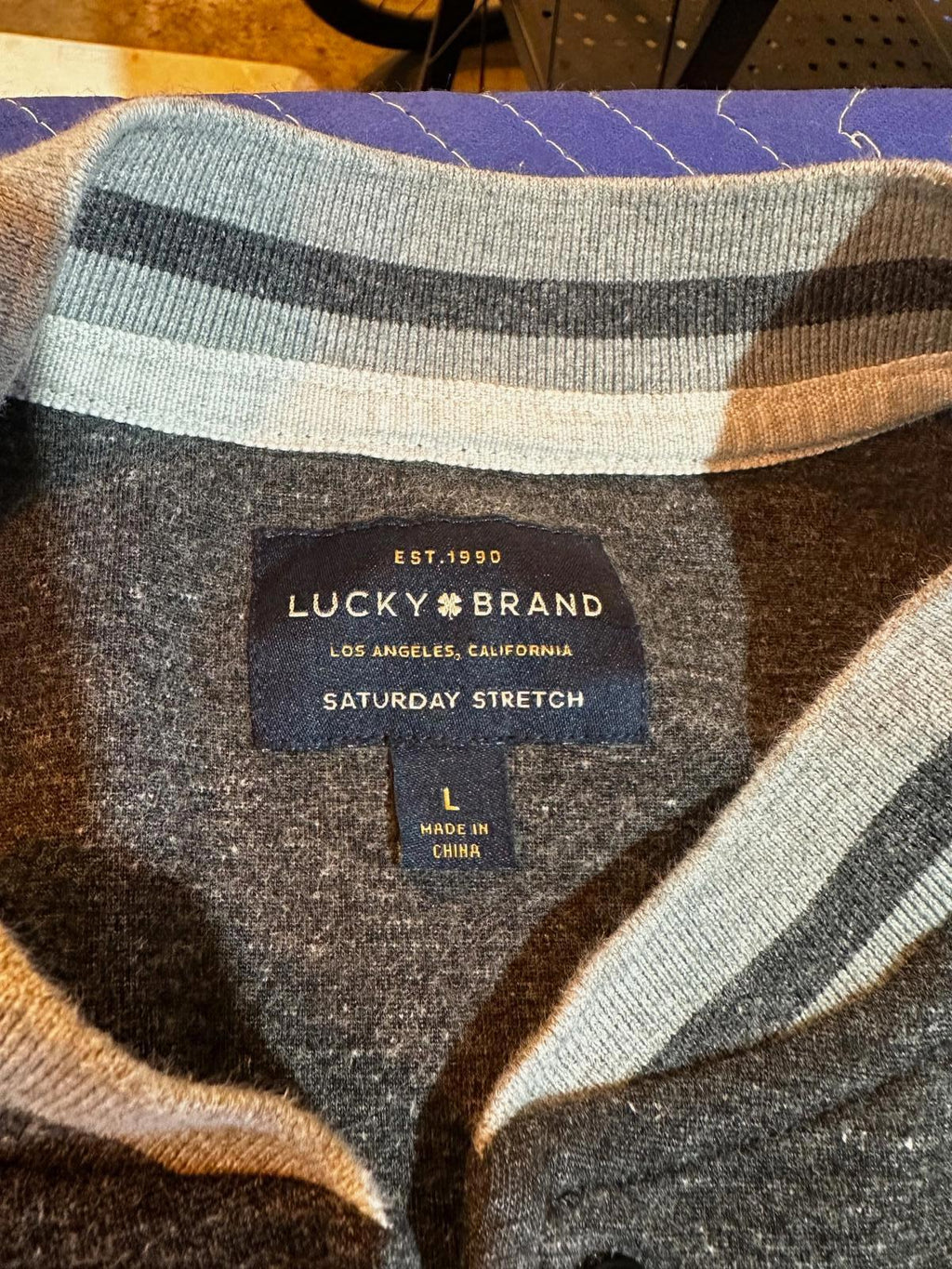 Lucky Brand Saturday Stretch Varsity Jacket Gray L