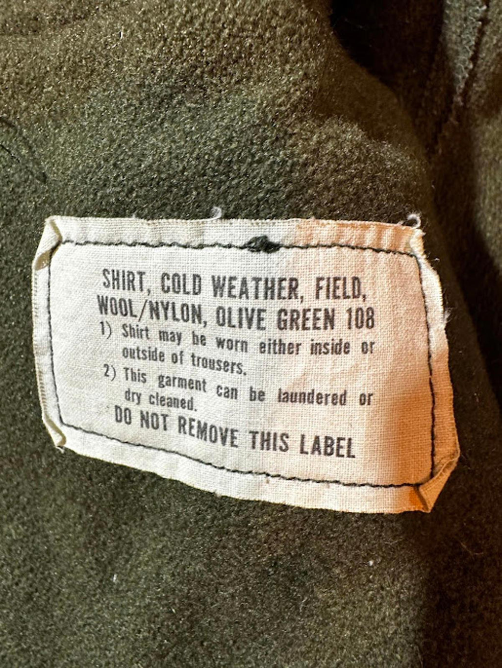 Vintage Military Wool Field Shirt Cold Weather Olive Green