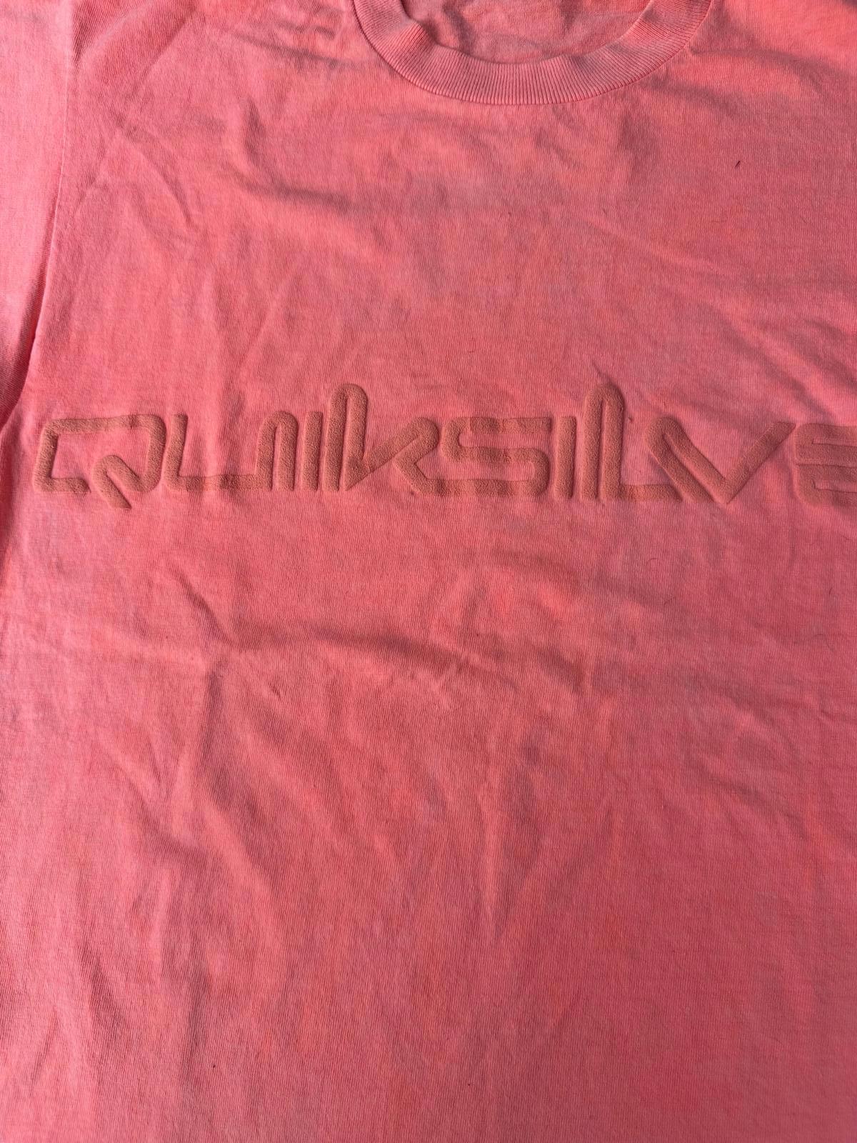 Vtg Quiksilver Embossed Logo Coral  T-Shirt  Made in USA