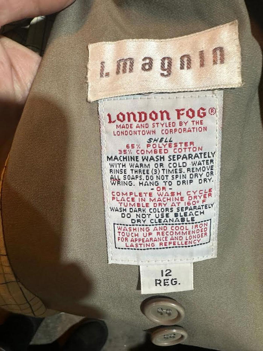 Vintage London Fog Maincoats Trench Coat Size 12