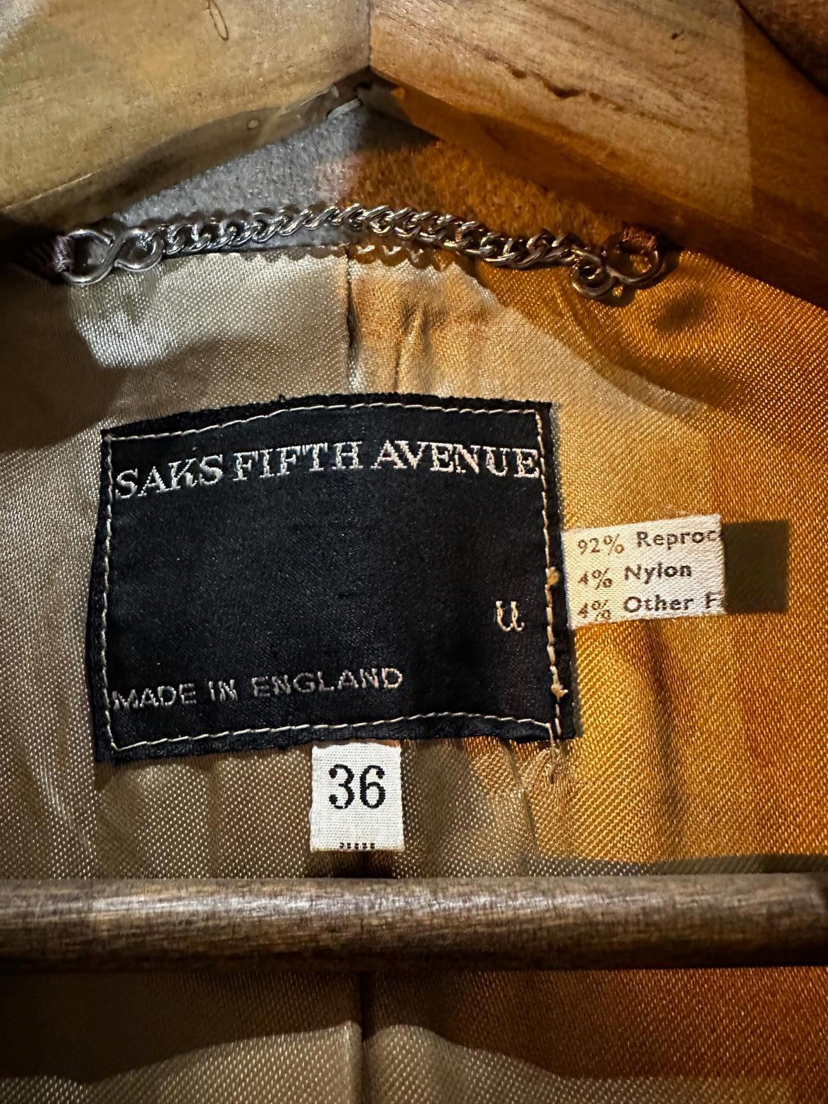 Vintage Saks England Camel Hair Coat 36