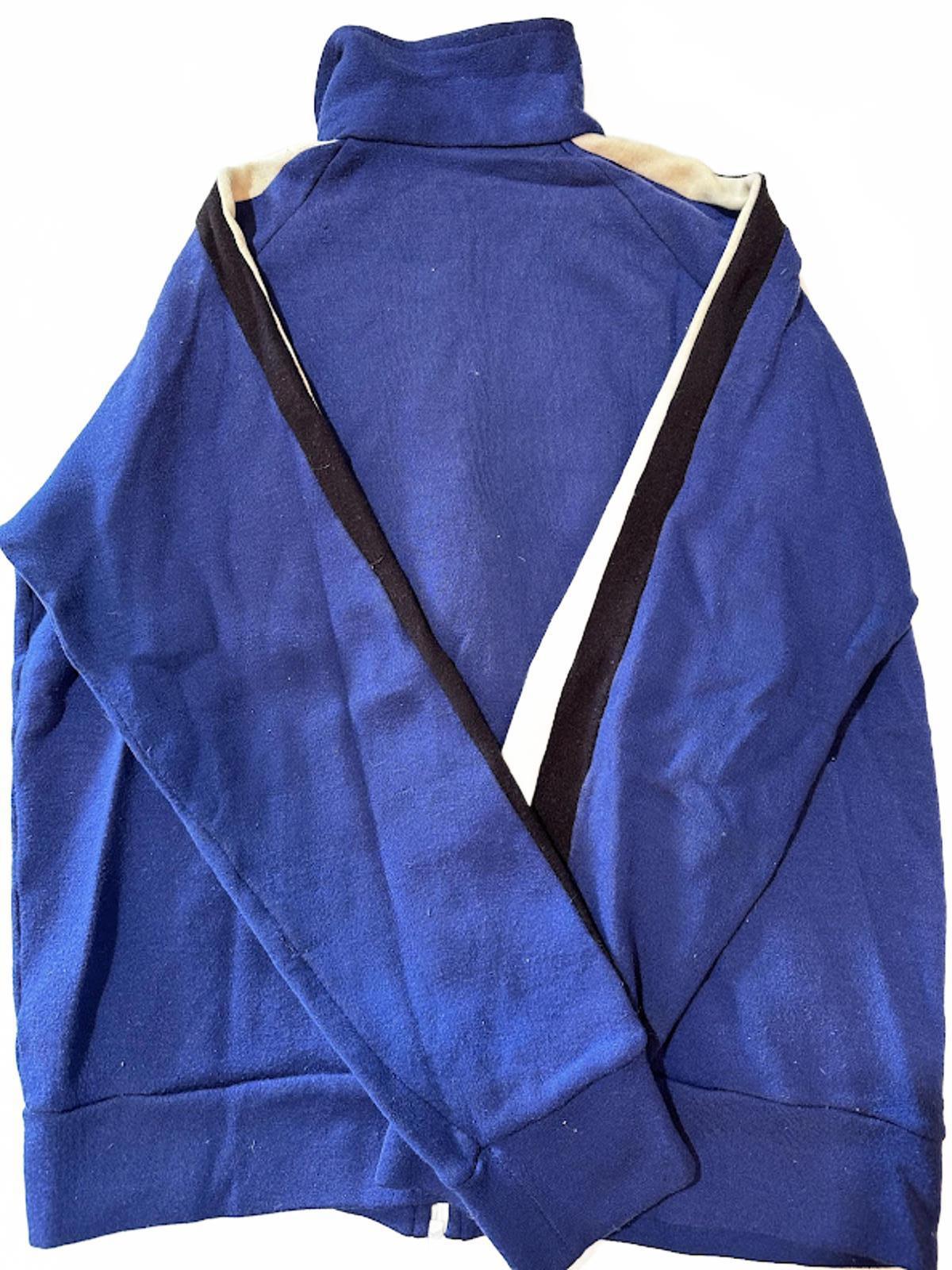Vintage Blue Track Jacket Racing Stripe Zip Up Retro