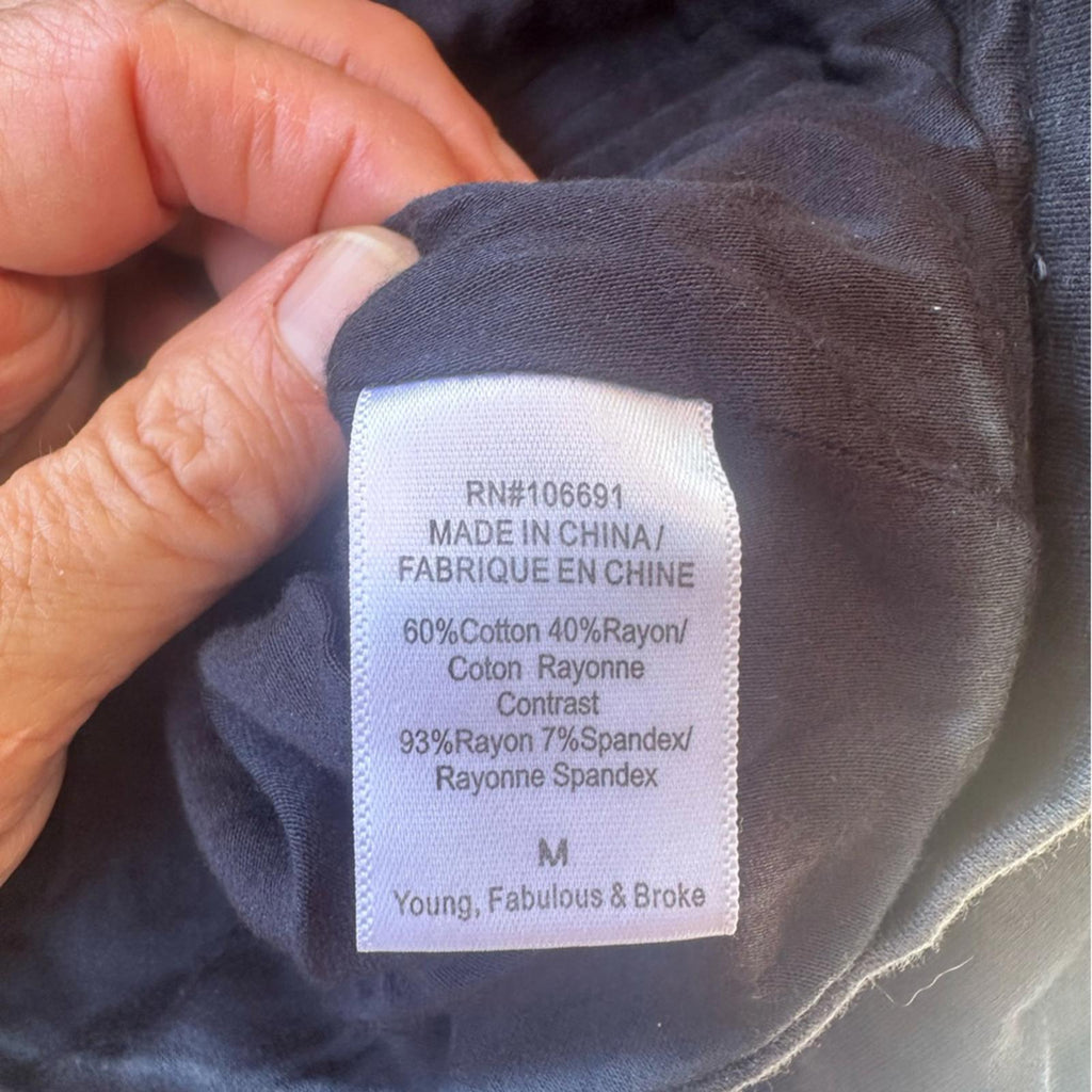 Young Fabulous & Broke Navy Draped Hoodie Jacket Size M