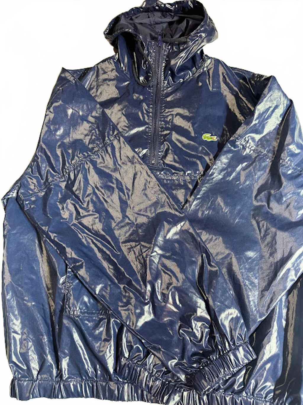 Vintage Izod Lacoste Shiny Blue Windbreaker Jacket