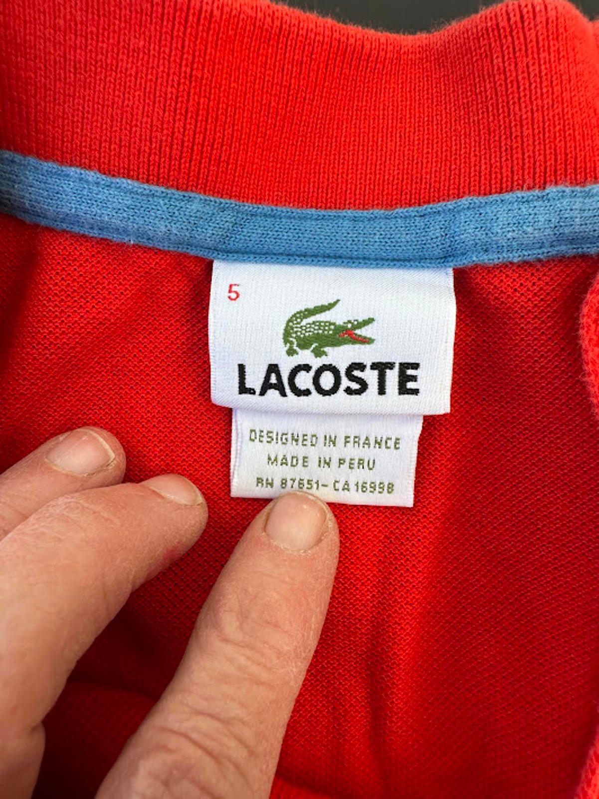 Lacoste Colorblock Polo Red Gray Size 5 M