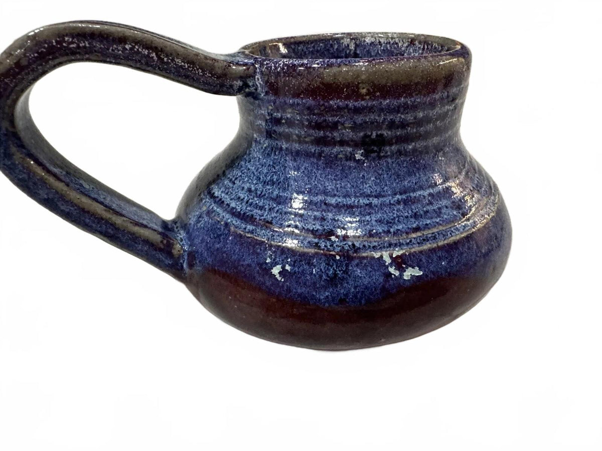 Signed Studio Pottery Blue Brown Pitcher 5.25"