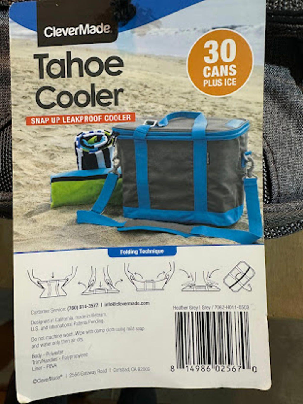 CleverMade Tahoe Cooler 30 Can Gray Tote