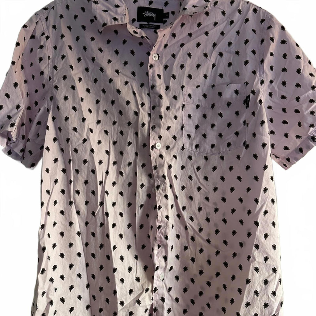 Stussy Pattern Button Up Shirt Small Pink Black