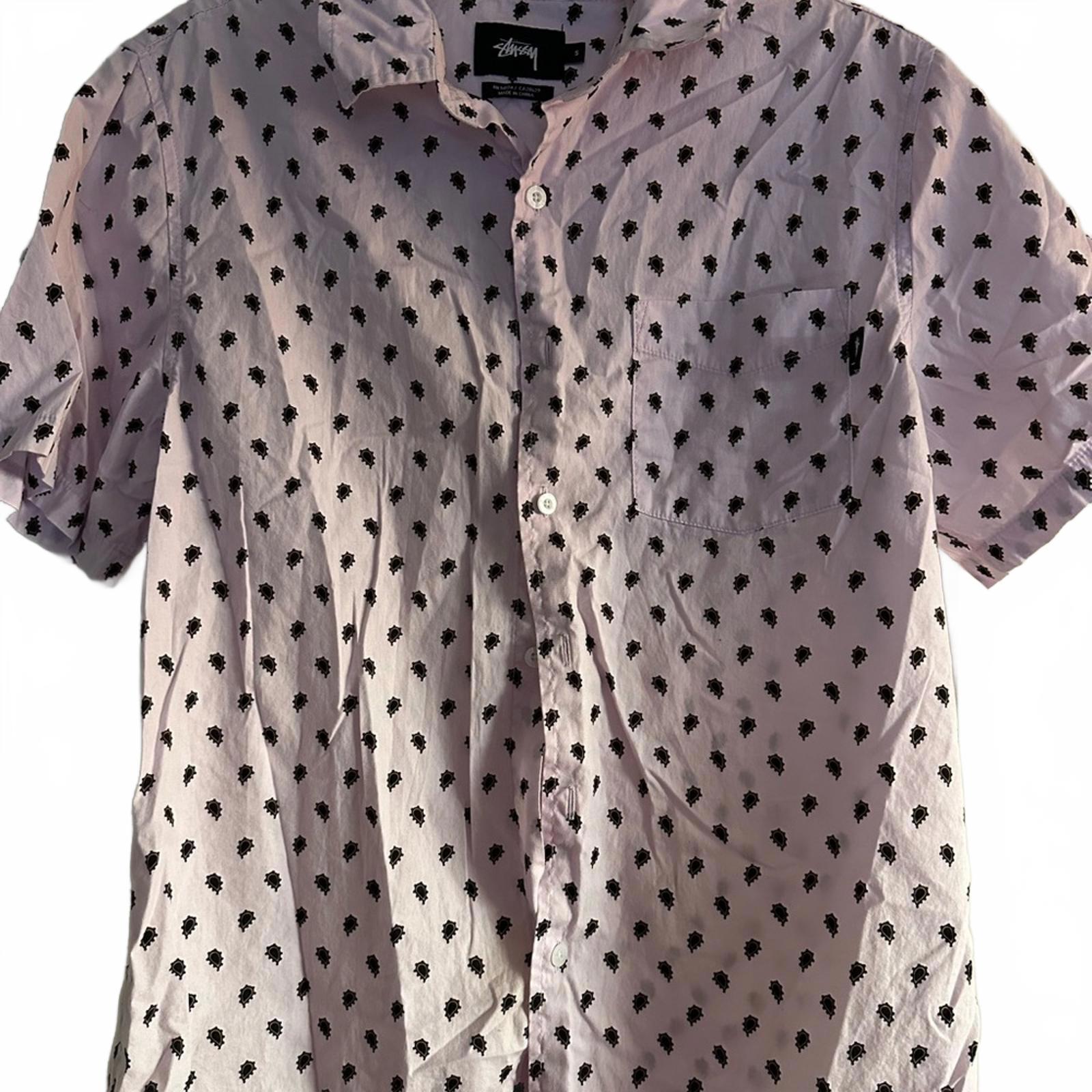 Stussy Pattern Button Up Shirt Small Pink Black