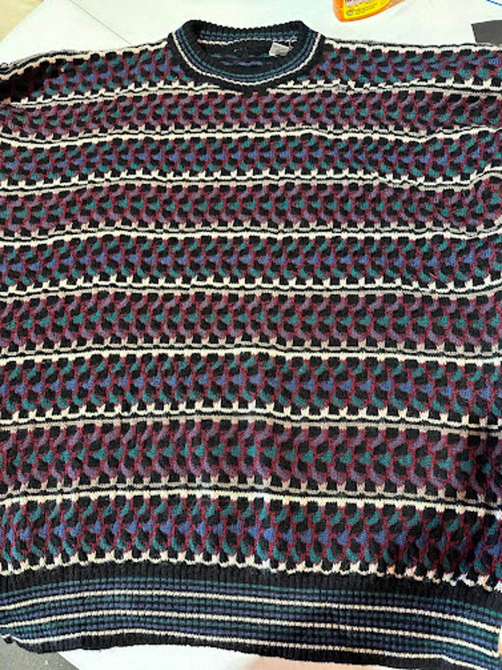 Vintage Italian Wool Oversized Geometric Sweater
