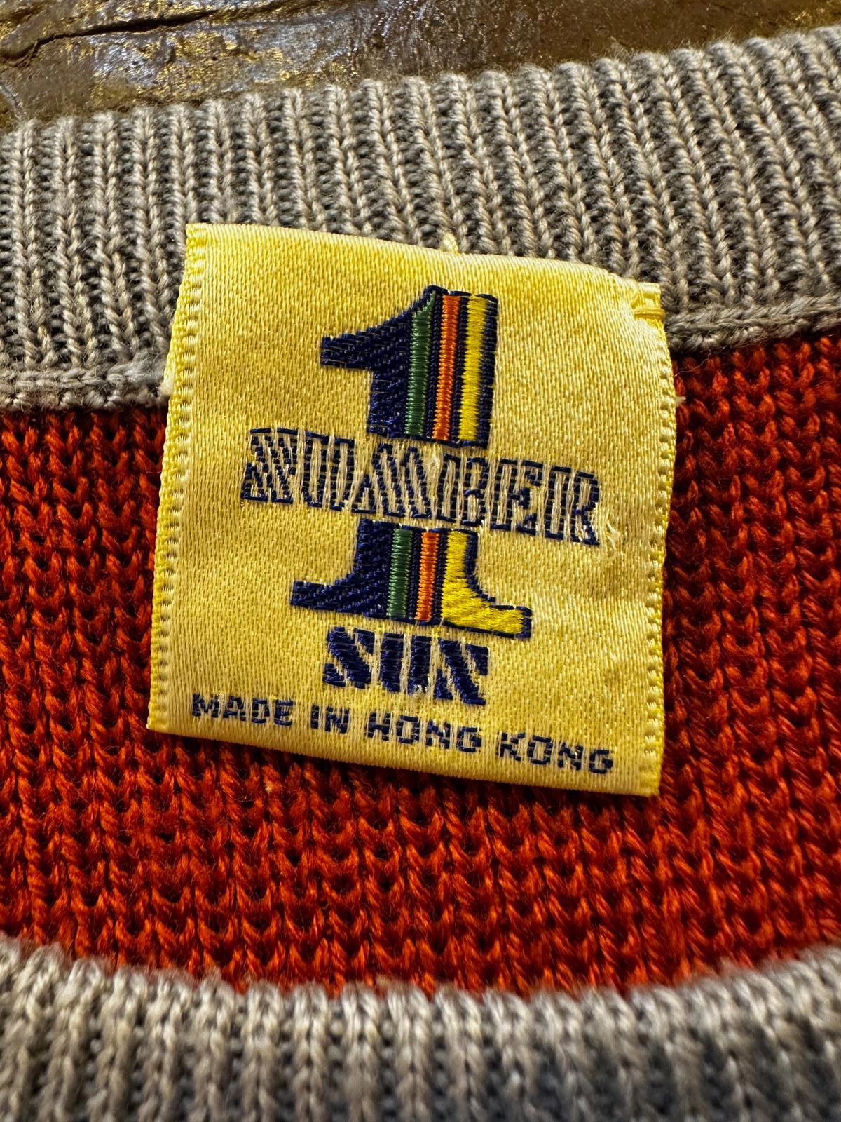 Vintage 70s Number 1 Sun Color Block Sweater Hong Kong