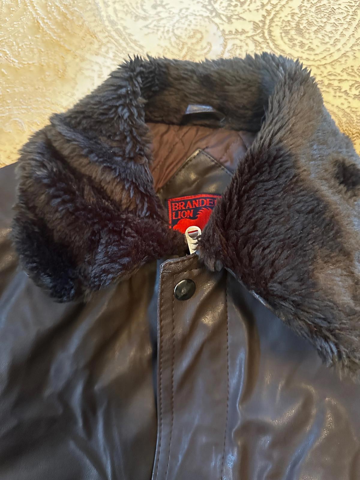 Vintage Branded Lion Faux Leather Bomber Jacket M