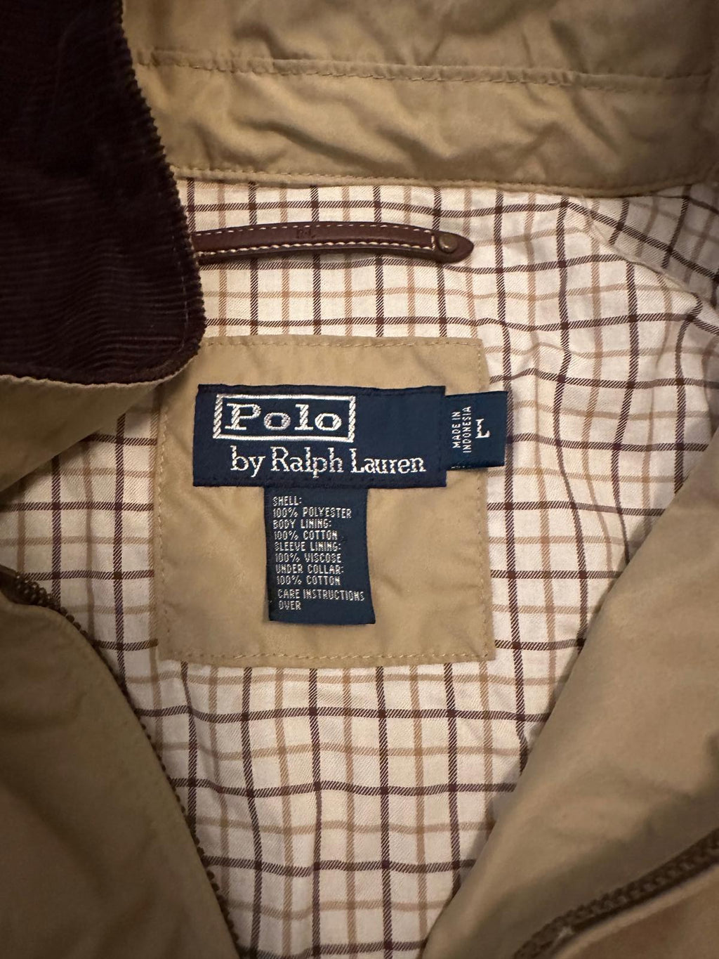 Polo Ralph Lauren Khaki Zip Jacket Men’s Large