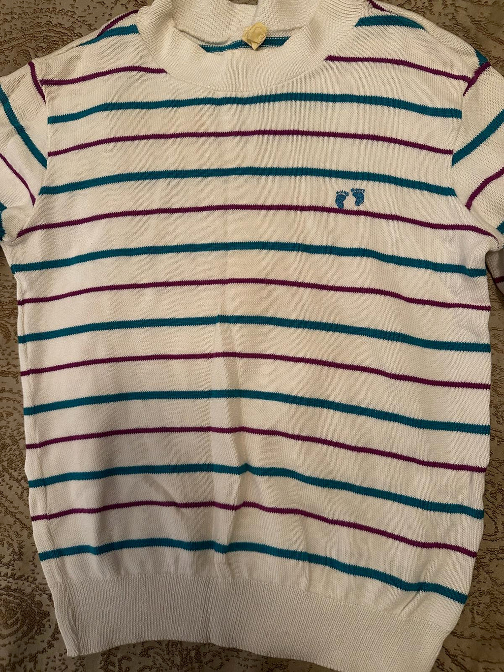 1970s Hang Ten Striped Mock Neck Sweater XS