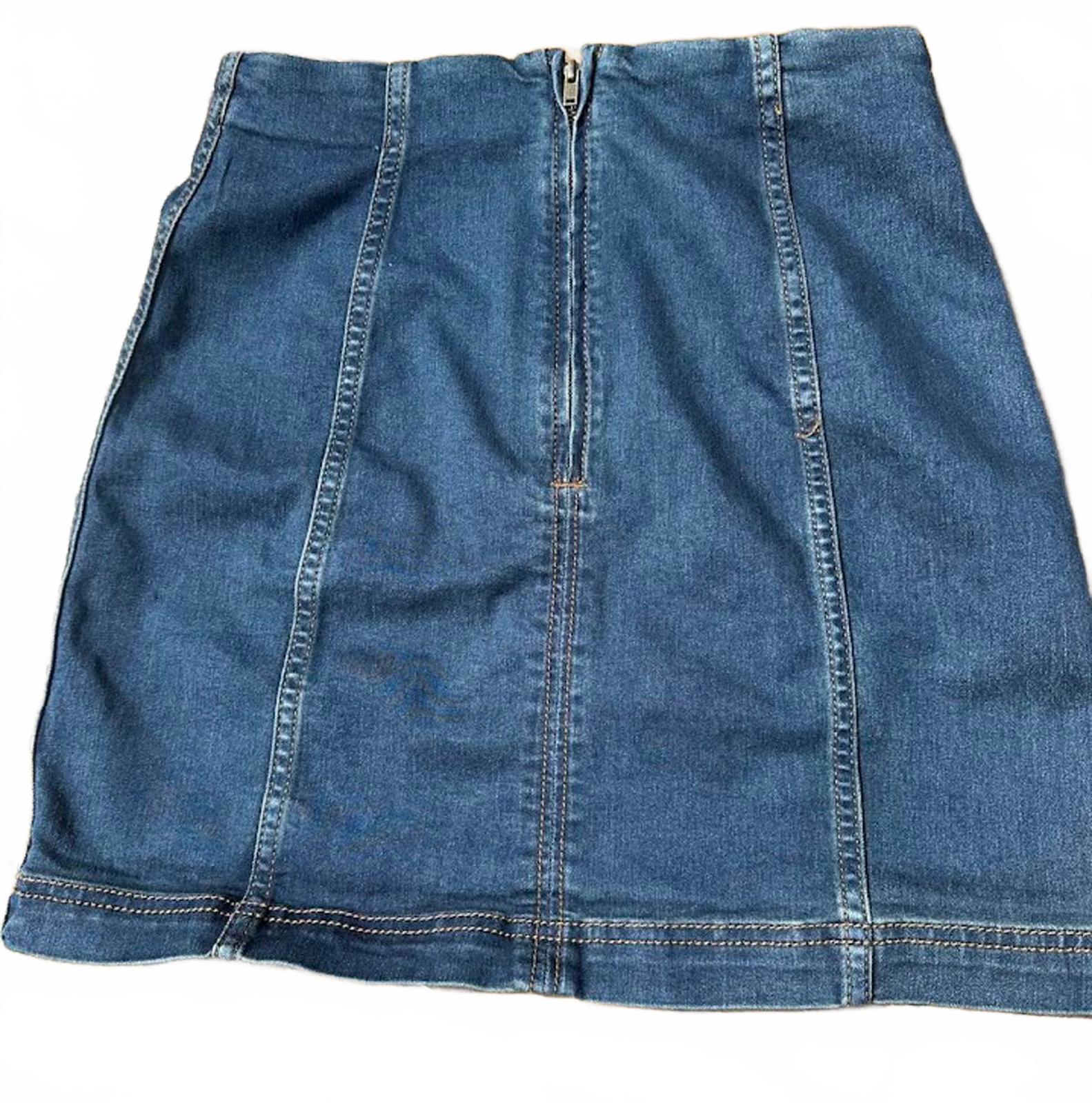 Free People Dark Wash Denim Mini Skirt 4
