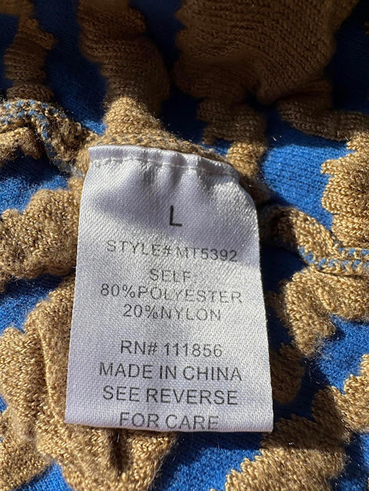 Cherish Textured Knit Sweater Blue Tan L