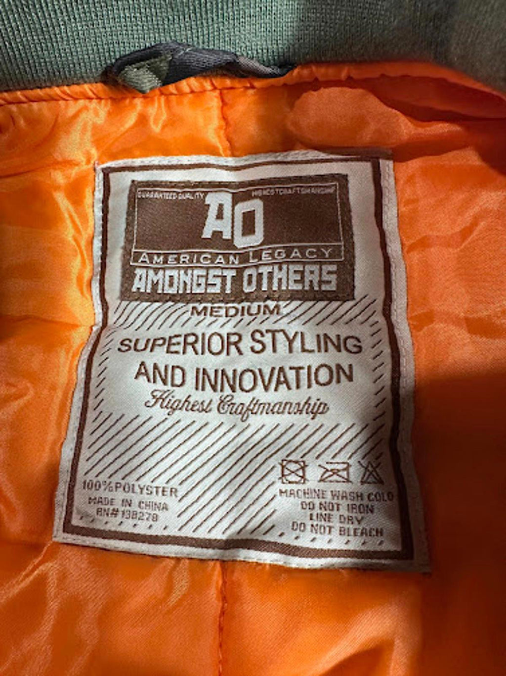 Camo Bomber Jacket Orange Lining MA-1 Style Medium
