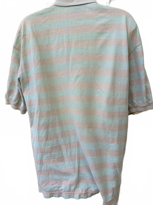 Aeropostale Stripe Polo Pink Green Puzzle Patch