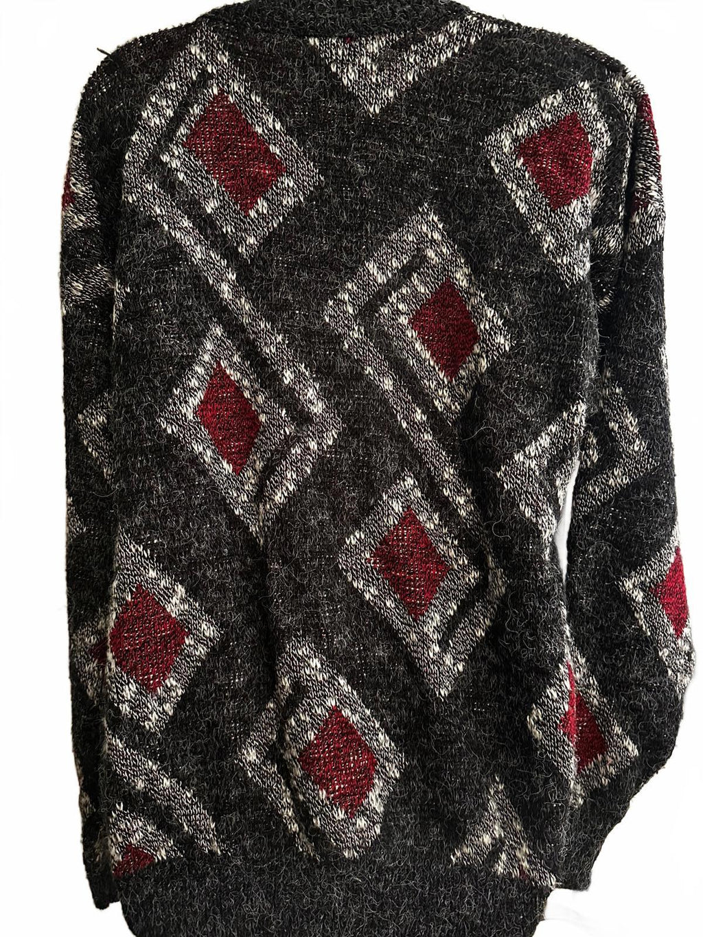 Vintage XSTATX USA Black Geo Knit Cardigan XXL