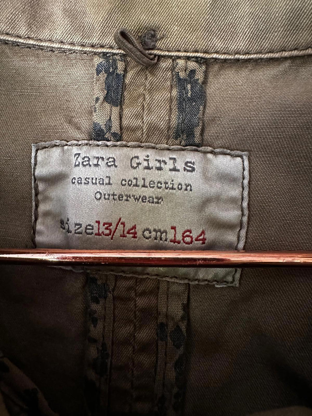 Zara Girls Olive Green Hooded Parka Jacket Sherpa Lined Utility Coat Size 13/14