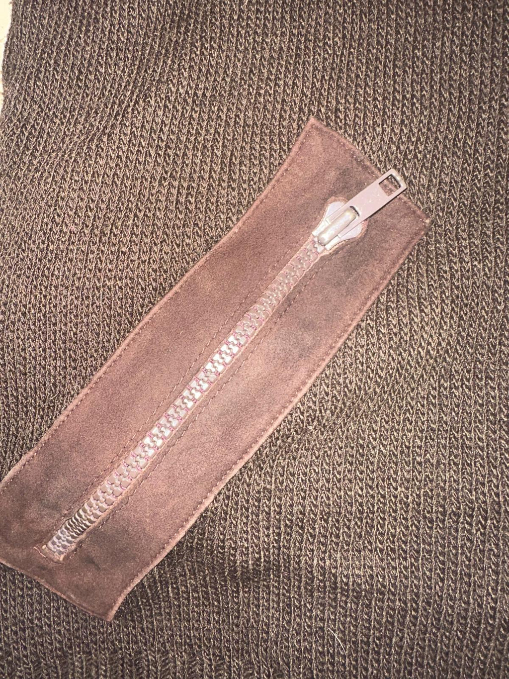 Brown Knit Zip Jacket w/ Suede Accents • Marek Aglificio