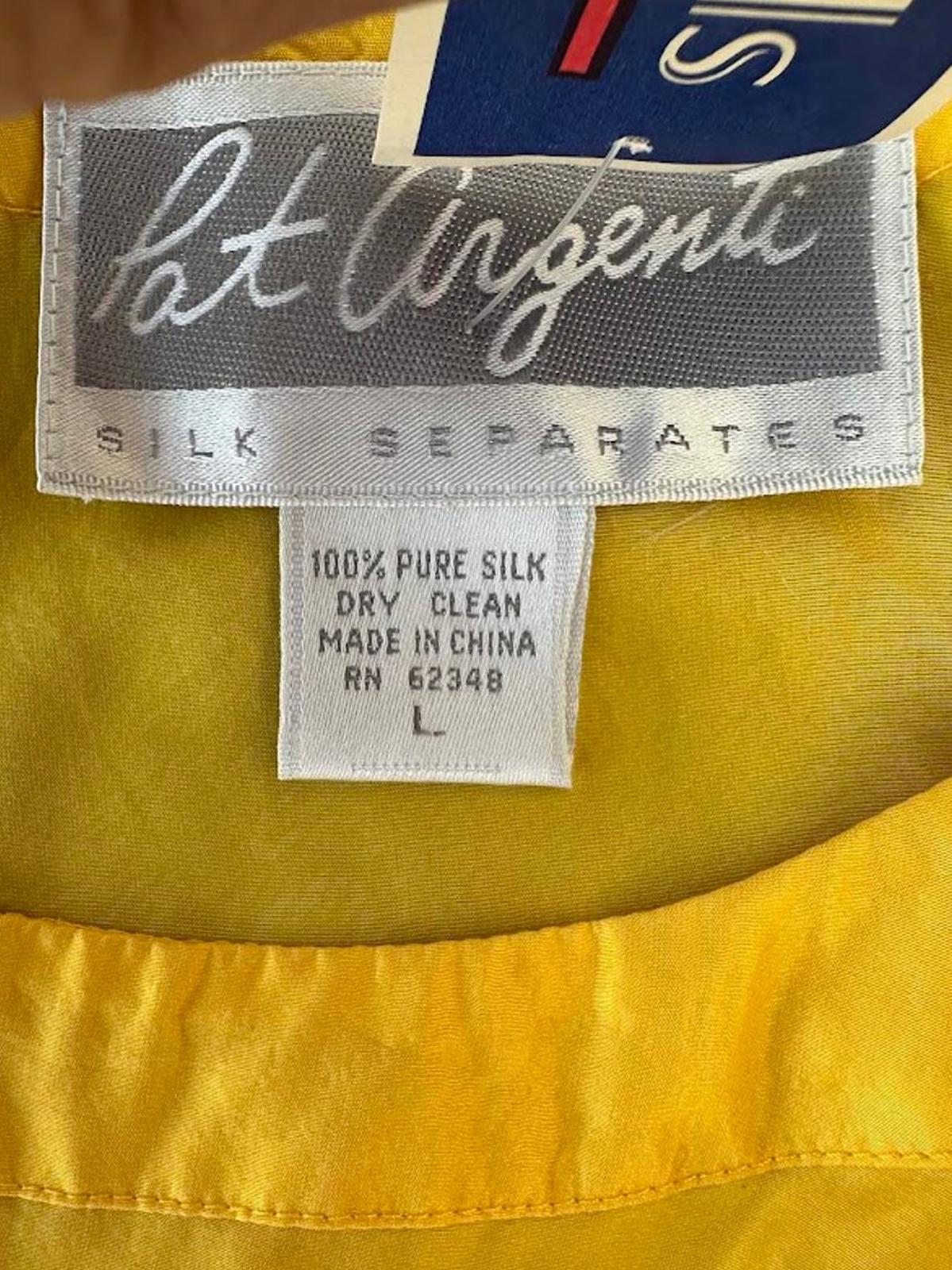 Pat Argent Silk Shell Top Yellow L NWT