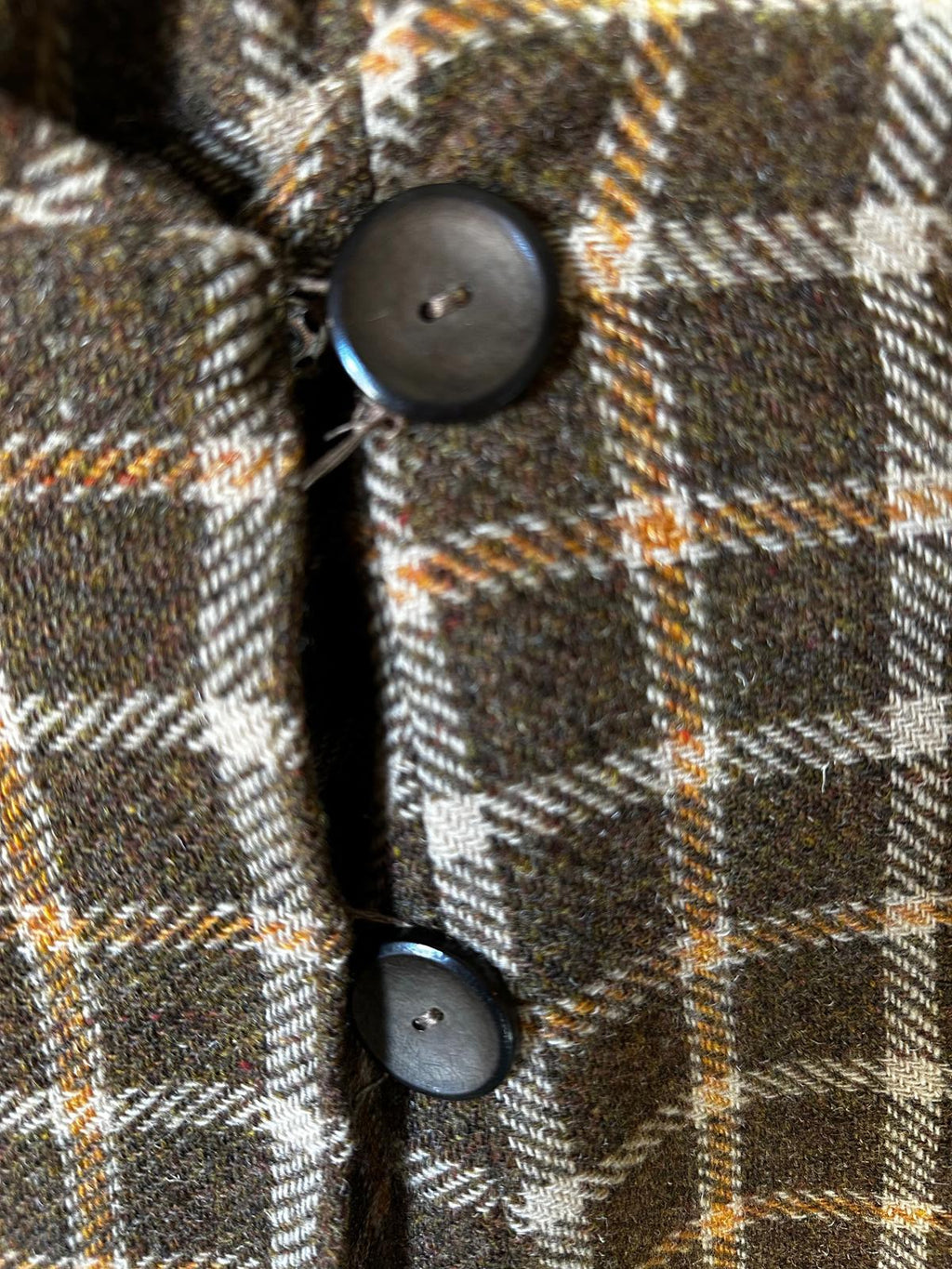 Vintage Brown Plaid Wool Full-Length Cape Coat Lined