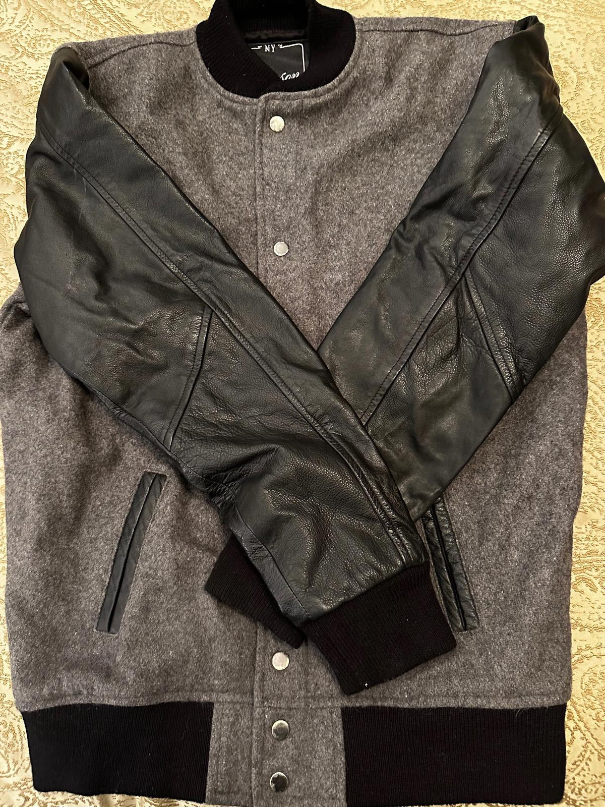 Reason Clothing Wool & Leather Varsity Jacket L