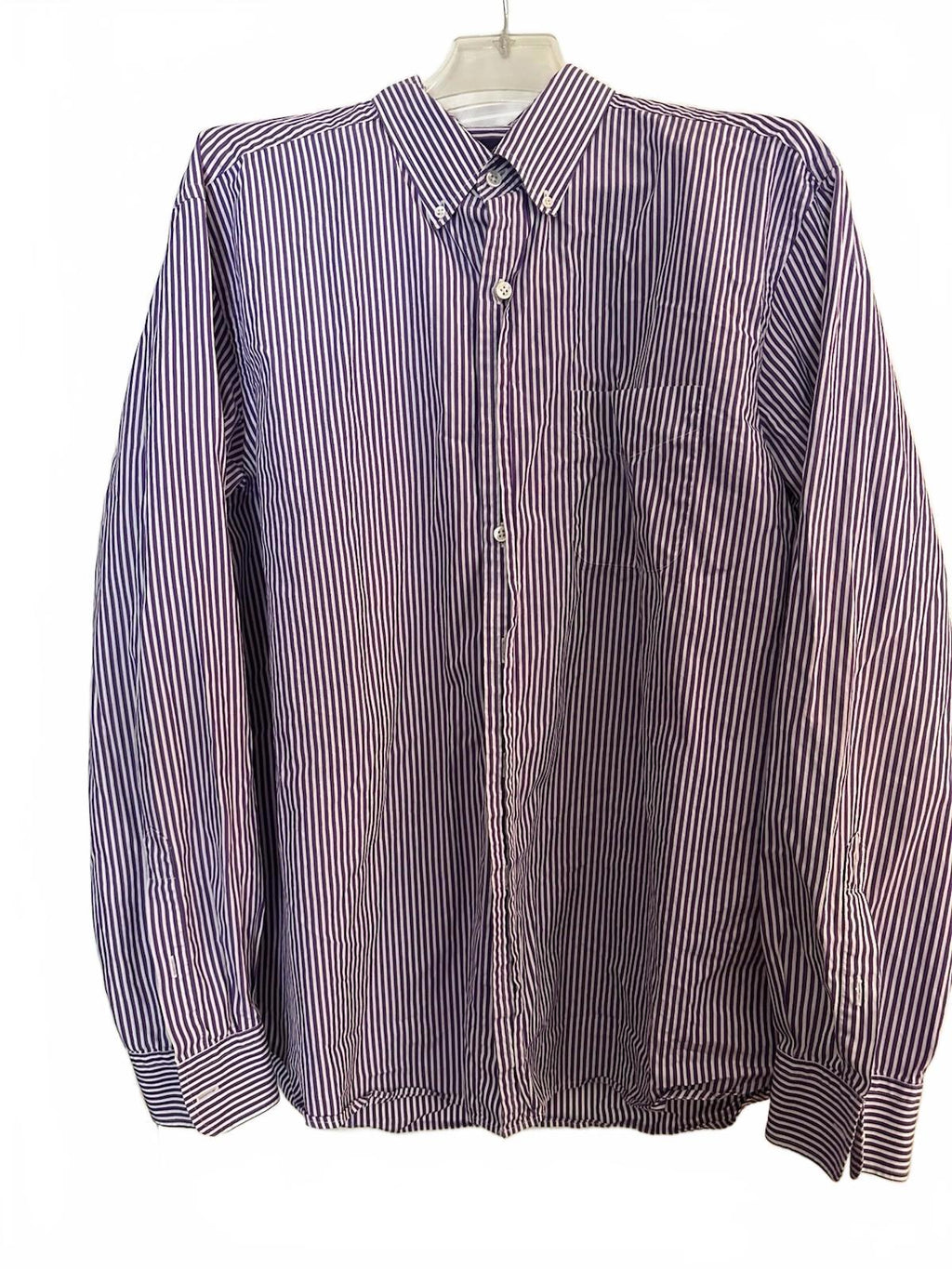 Ralph Lauren Purple Label Shirt Men 18" Purple & White Striped Cotton