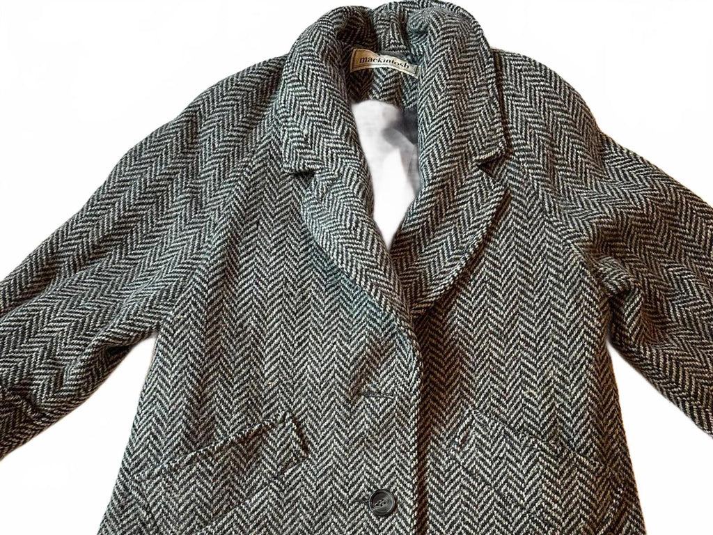 Vintage Italian Wool Herringbone Coat Small